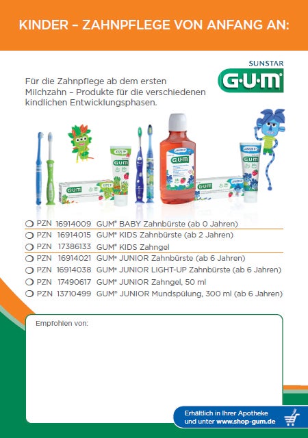 Empfehlungsblock  - GUM® Kinderzahnpflege